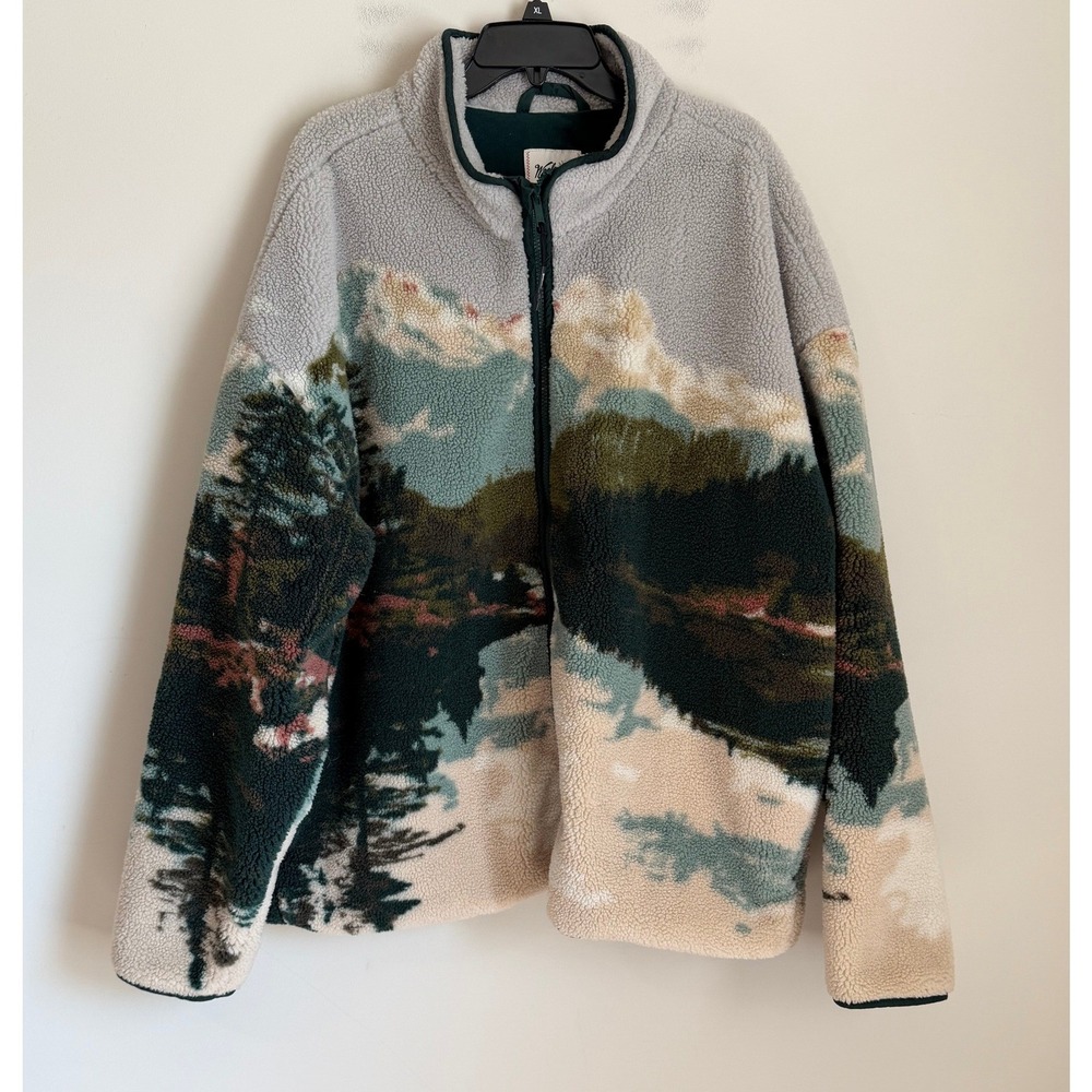 Woolrich Fleece Sherpa Jacket Mens 2XL Landscape Mountain Target Collab